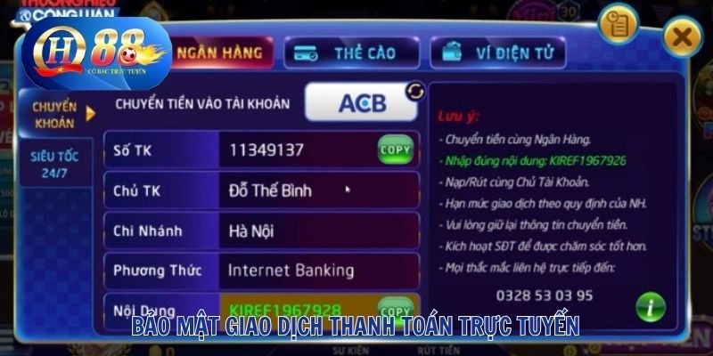 Rút Tiền QH88 3 Bảo mật giao dịch thanh toán trực tuyến