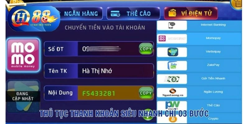 Rút Tiền QH88 2 Thủ tục thanh khoản siêu nhanh chỉ 03 bước